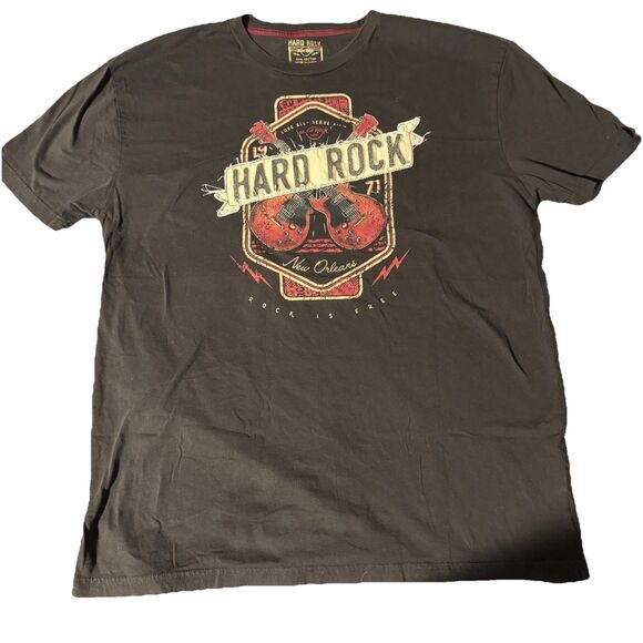 Hard Rock Cafe Shirt Mens XL Gray Guitar Spellout Logo Casino Casual New Orleans - Picture 1 of 6